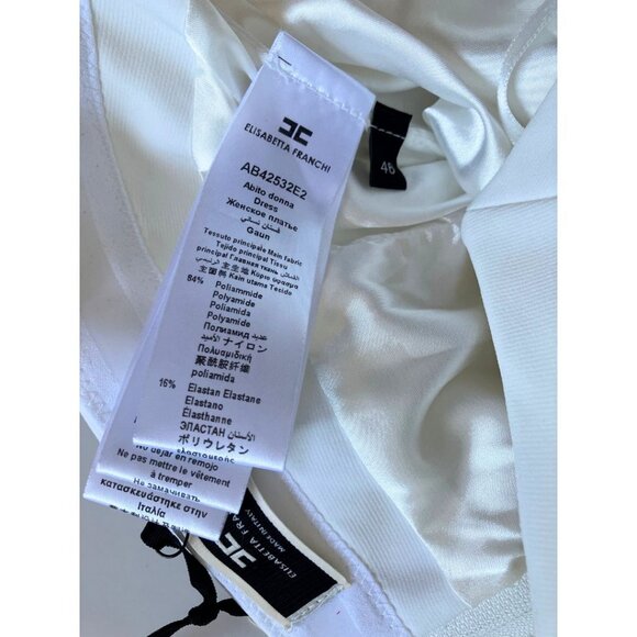 Elisabetta Franchi Abito Donna Mini Dress Ivory Size IT 46/ US 10 - Picture 8 of 11
